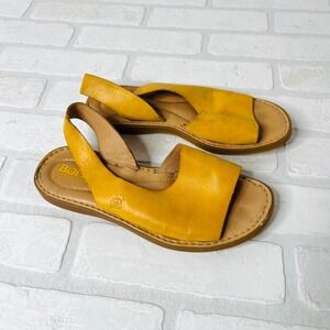 Born Womens Mustard Yellow Leather Slingback Flat Sandals BR0006725 Size 6M